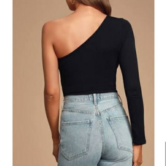 StyleKeepers One Shoulder Long Sleeve Black Top S - Picture 3 of 4